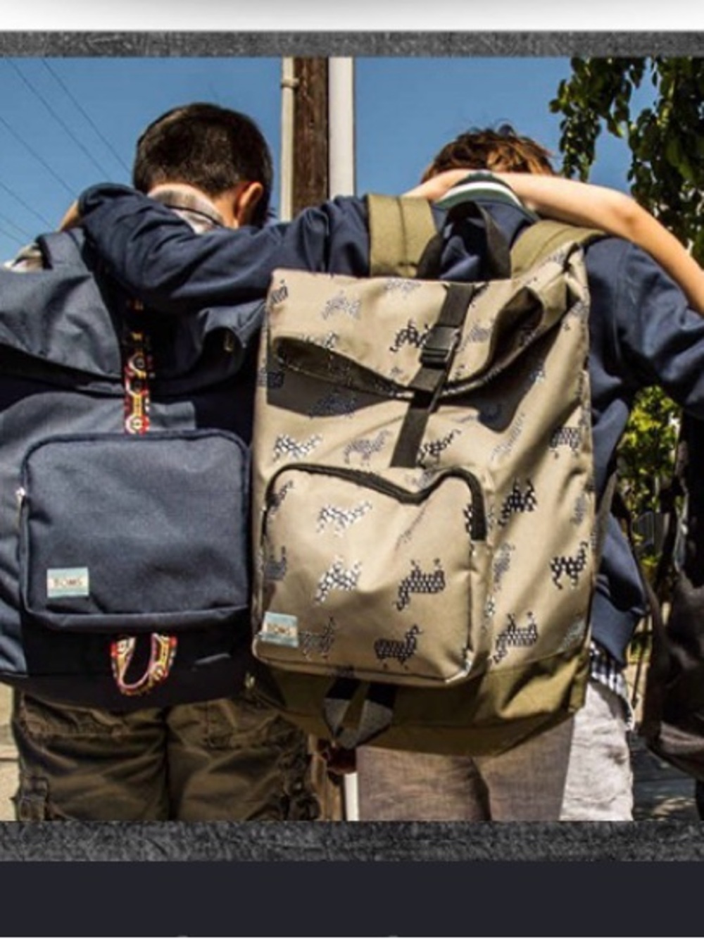 TOMS Olive Green llama Print Canvas Roll-Top Backpack
